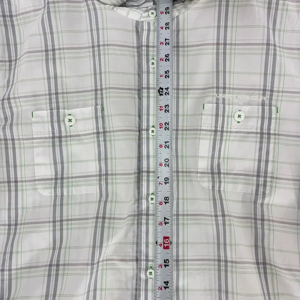 Under Armour HeatGear Plaid Button-Down Shirt — Size 2XL - Picture 3 of 15